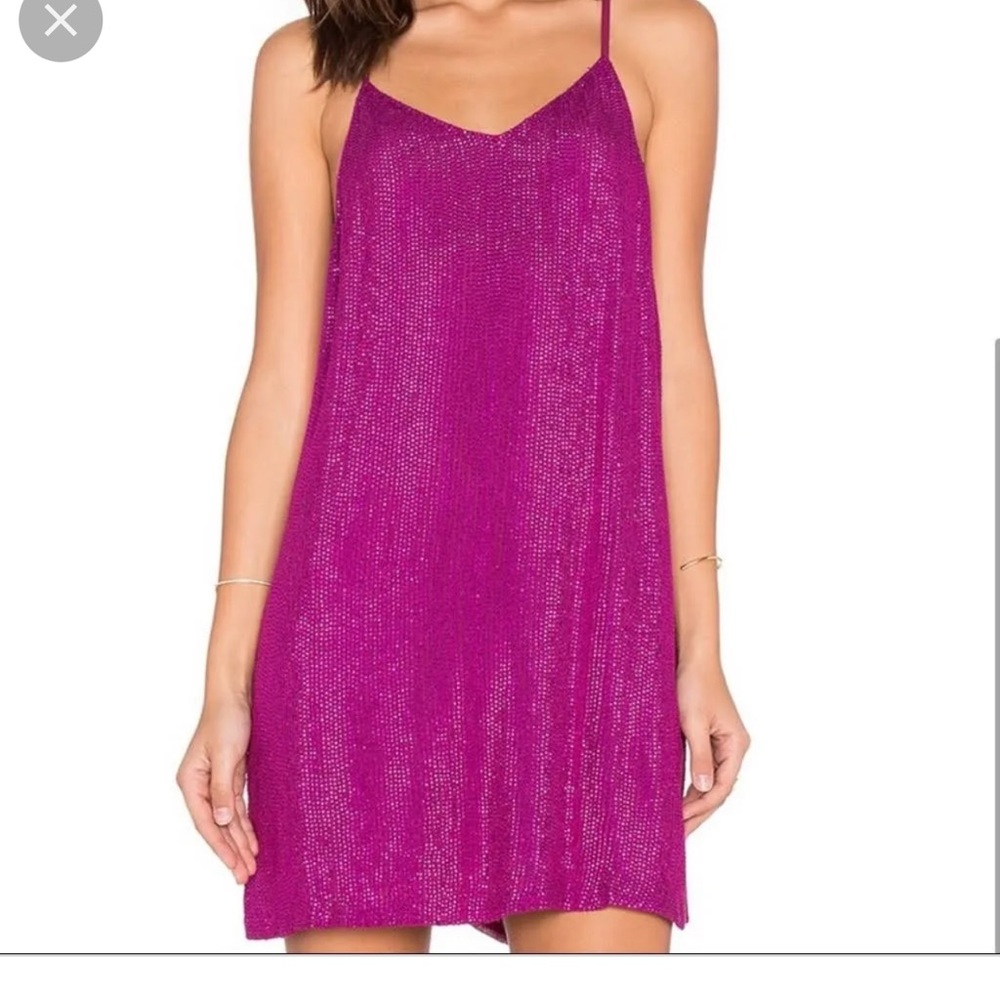 MLV Carmen Sequin Dress in Magenta